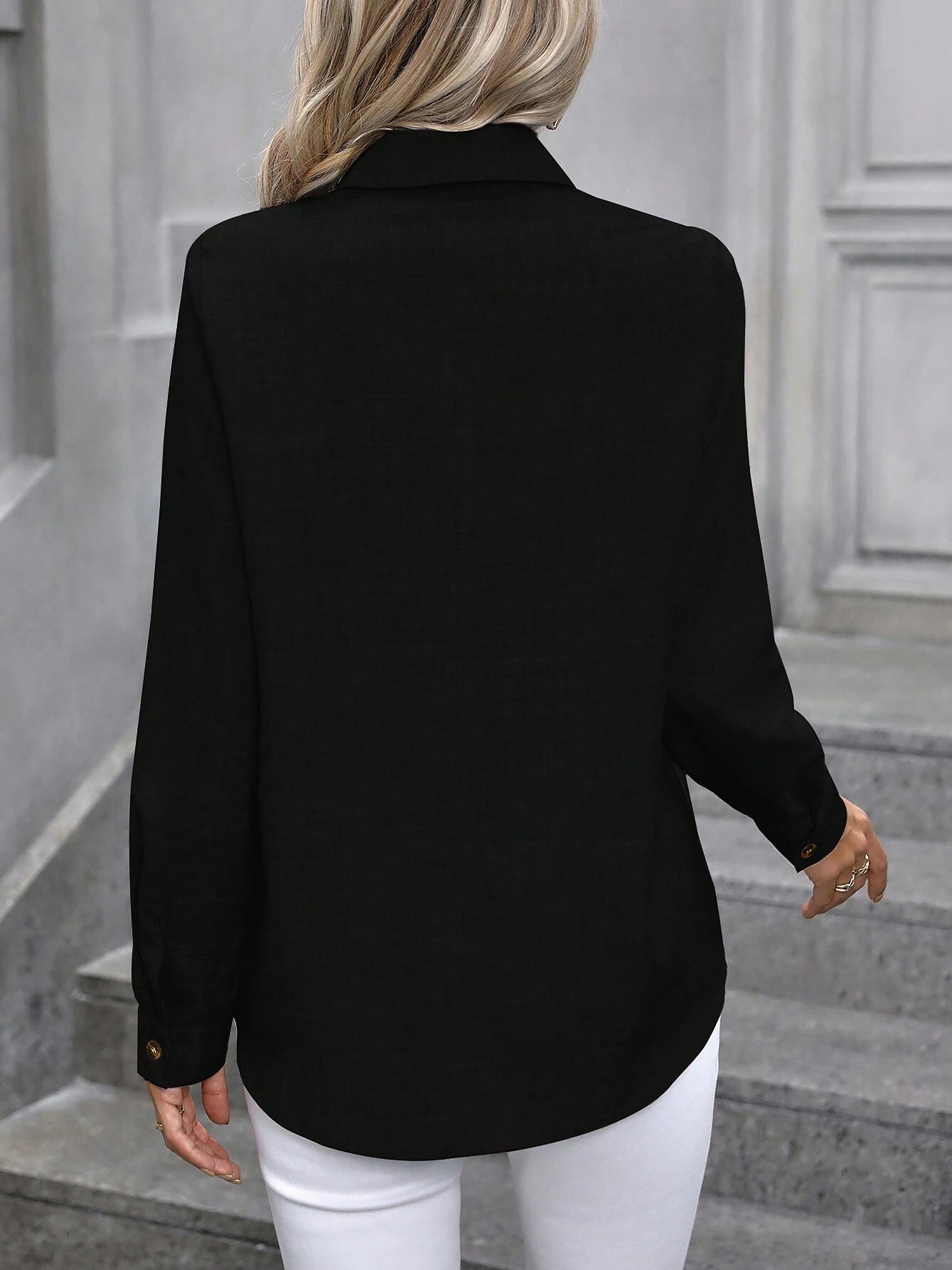 Women’s Long Sleeve Shirt | Button Up Collar