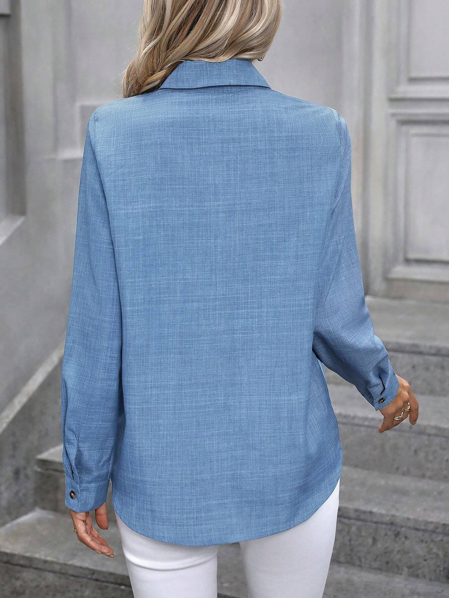 Women’s Long Sleeve Shirt | Button Up Collar