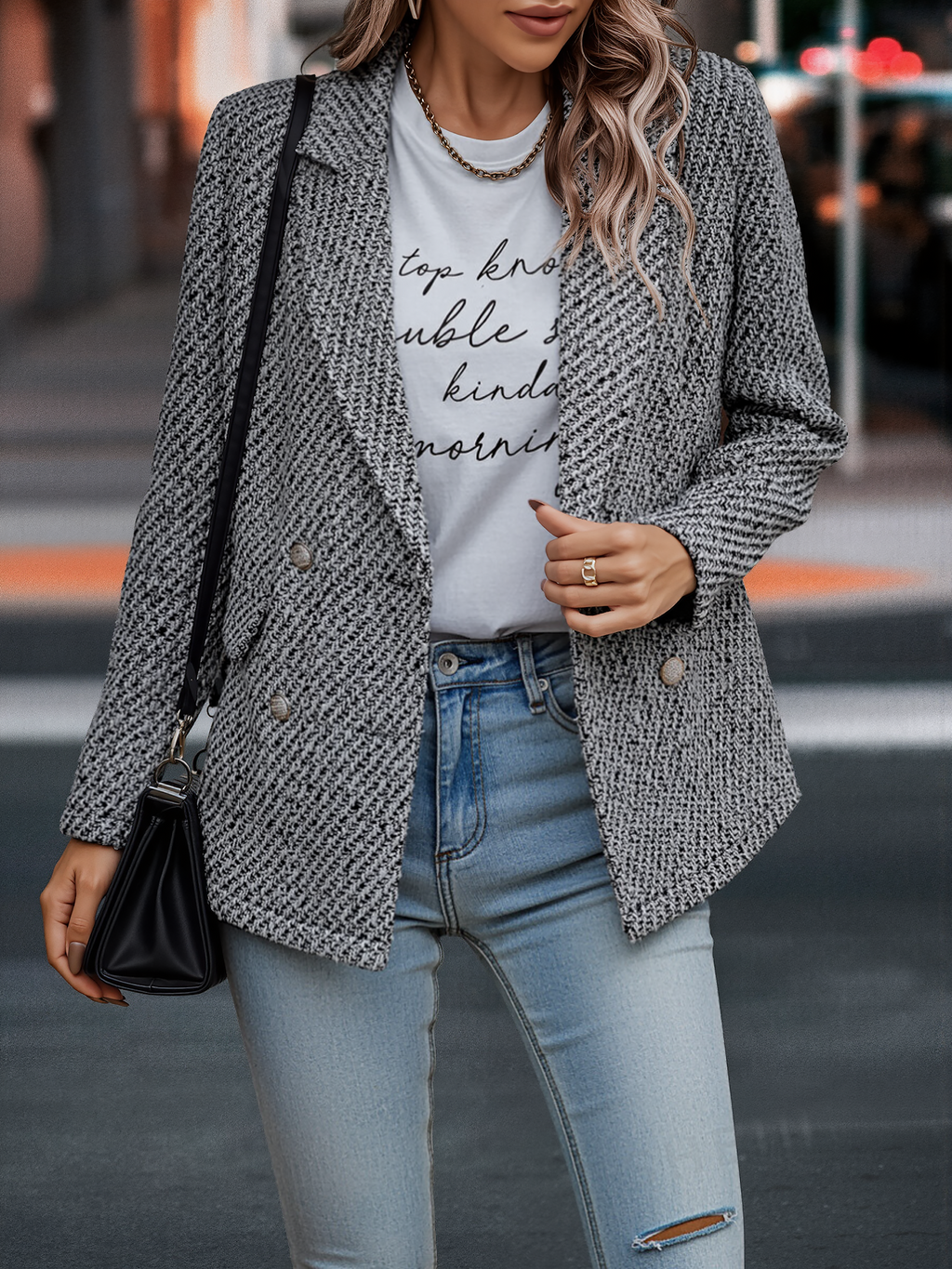 Women’s Casual Blazer | Double Breasted Pockets