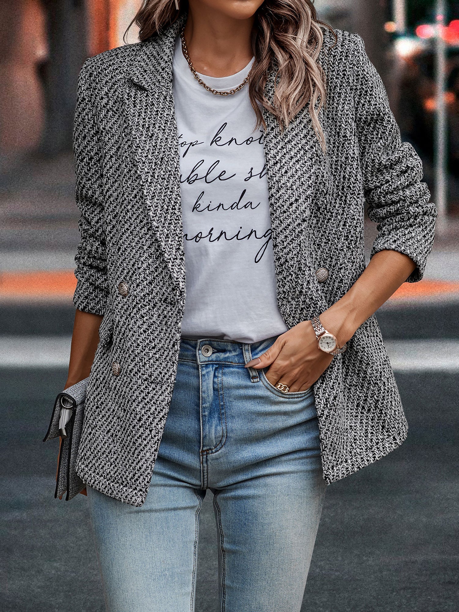 Women’s Casual Blazer | Double Breasted Pockets