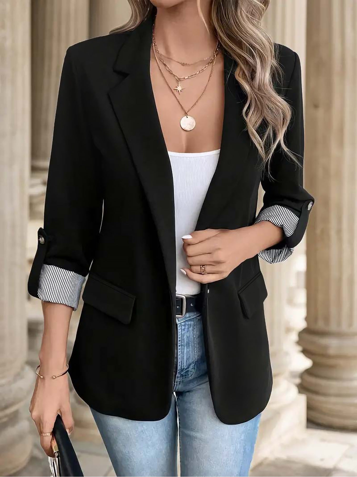 Women’s Casual Blazer | Button Up Pockets