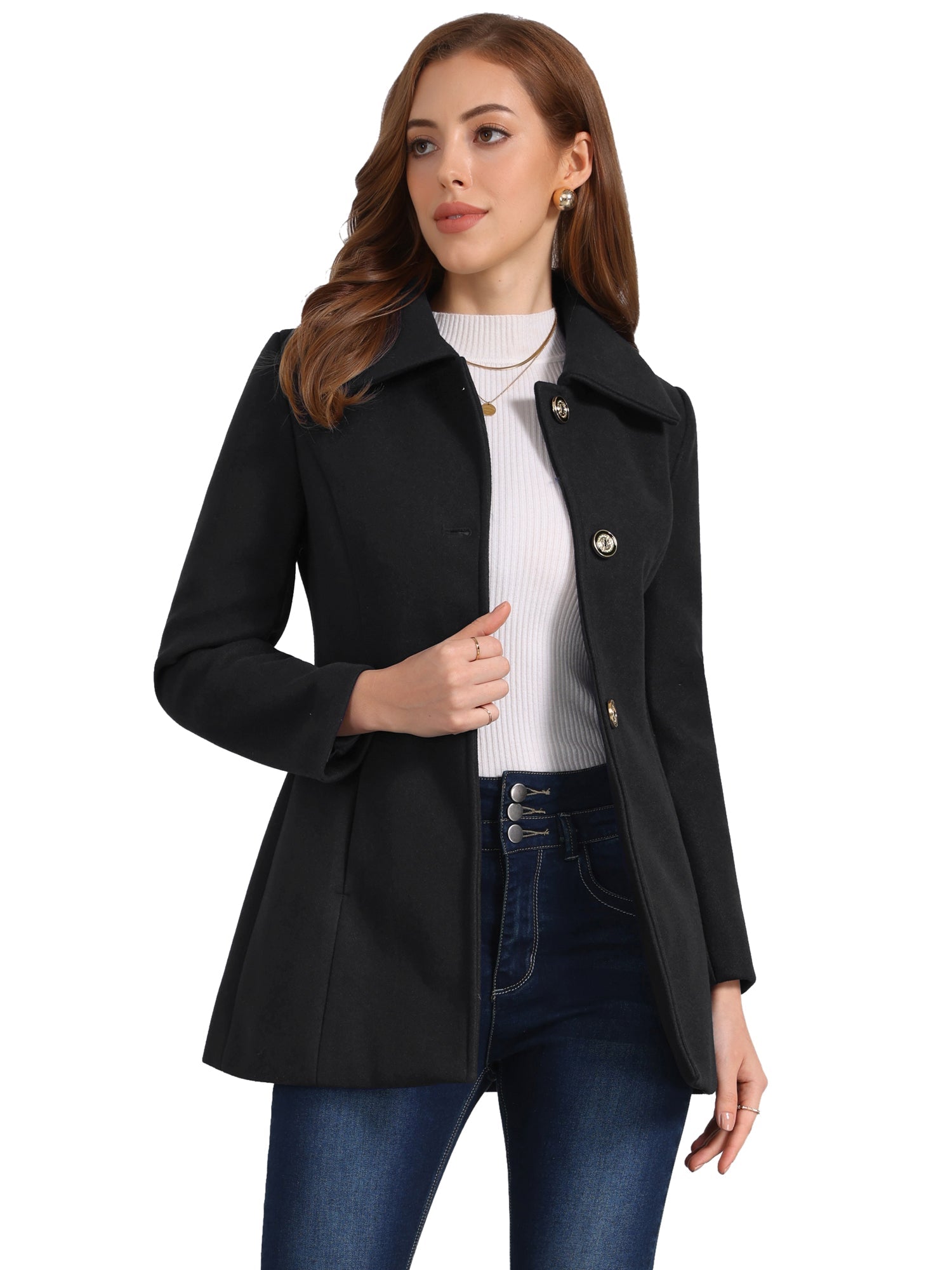 Women’s Casual Coat | Button Up and Pockets