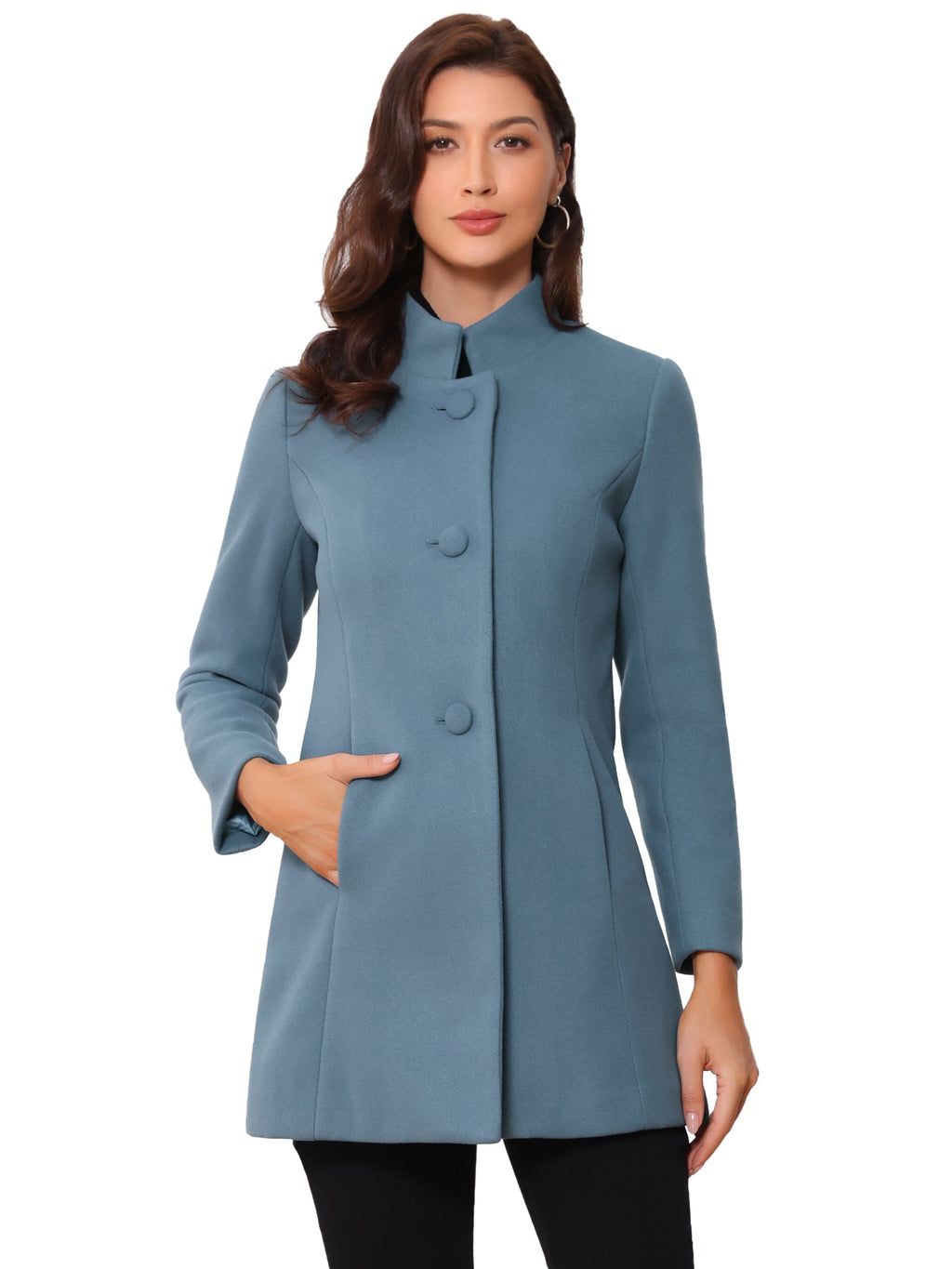 Women’s Long Coat | Buttoned Pockets