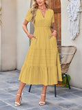 Women’s Casual Midi Dress | Short Sleeve V-Neck