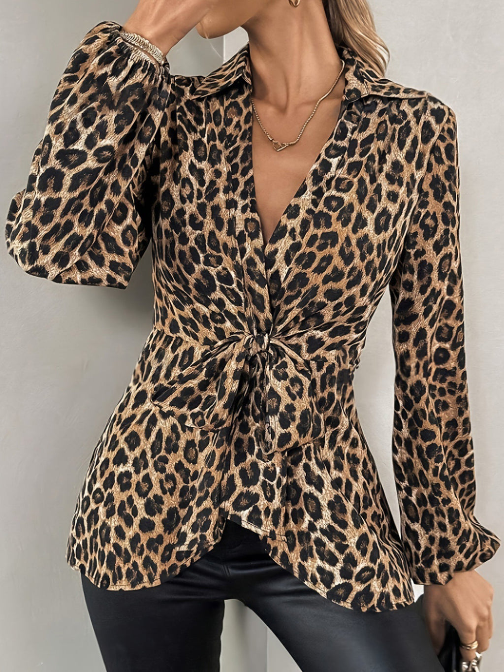 Women’s Long Sleeve Blouse | Tie Front